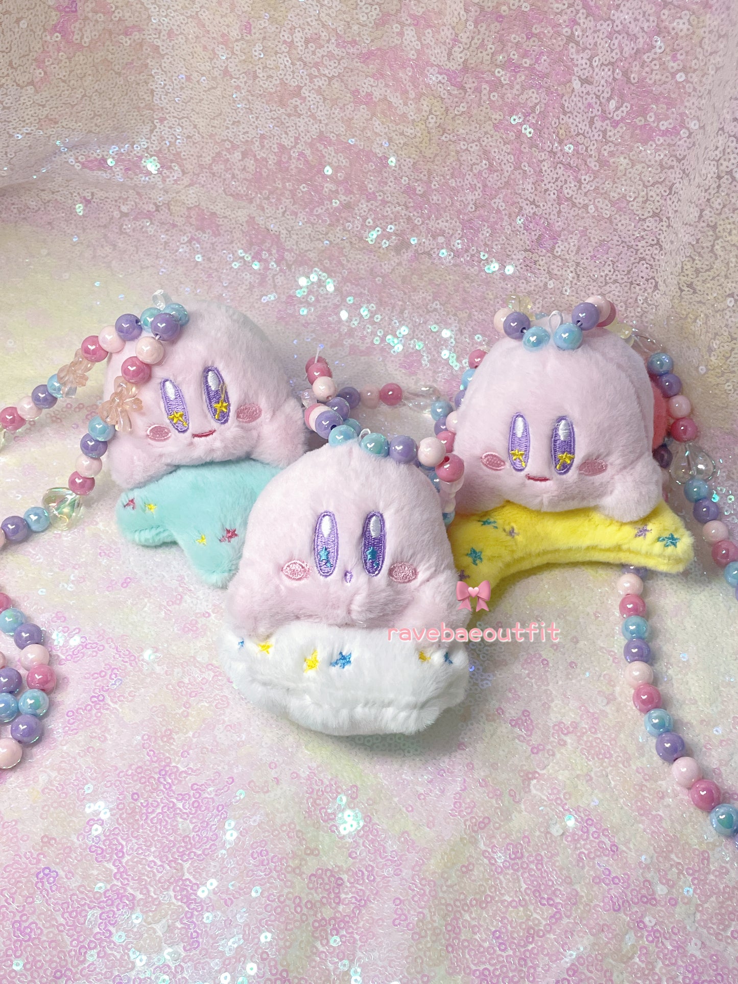 Kirby in Clouds Plushie Kandi Rave Necklace