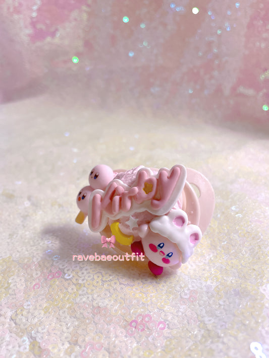 Kirby Dango Decoden Rave Pacifier with Kandi Necklace