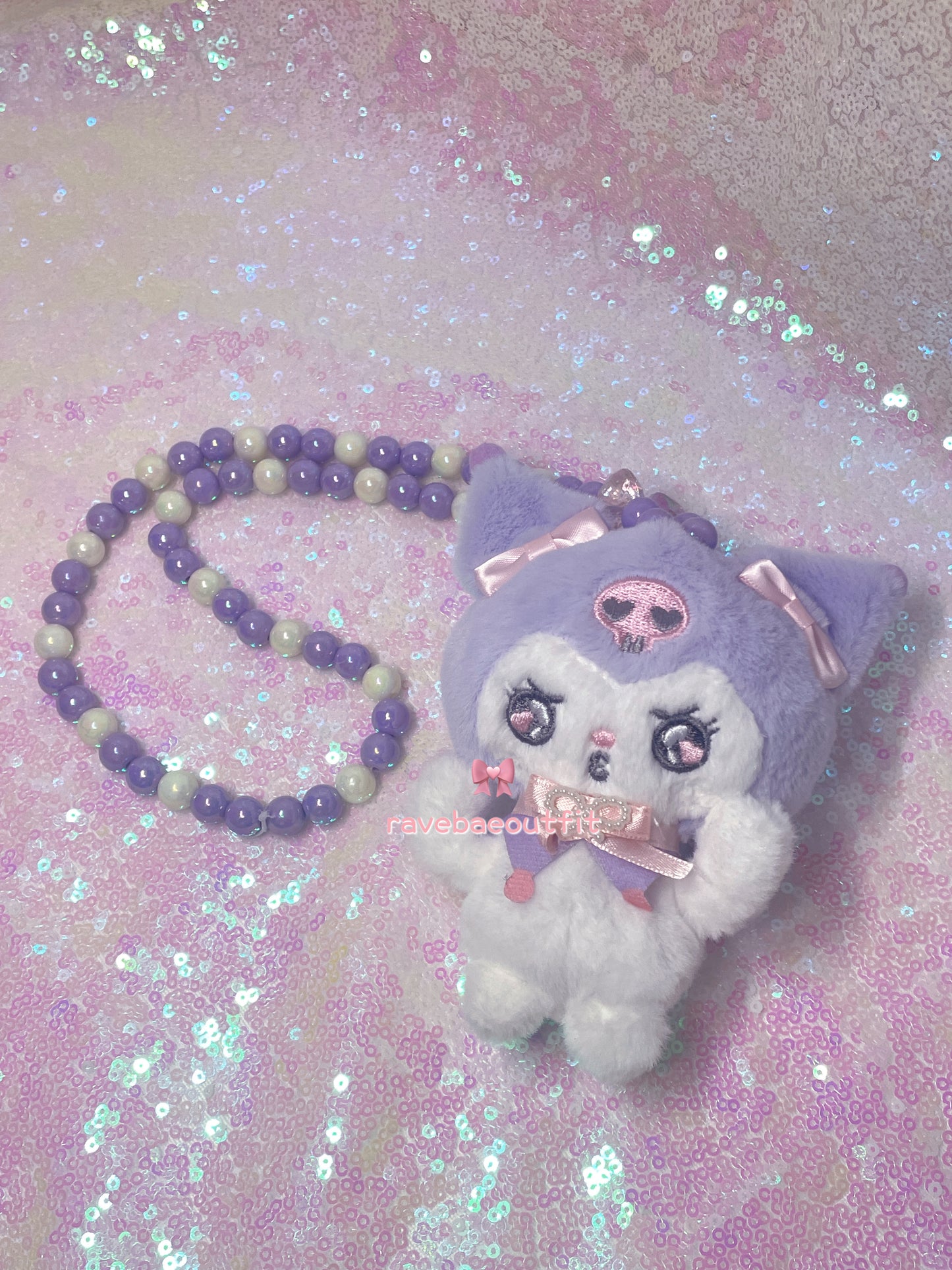 Blushing Kuromi Stash Jar Kandi Necklace