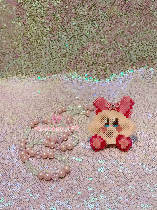 3D Bling Kirby LED Rave Perler Pacifier Kandi Necklace