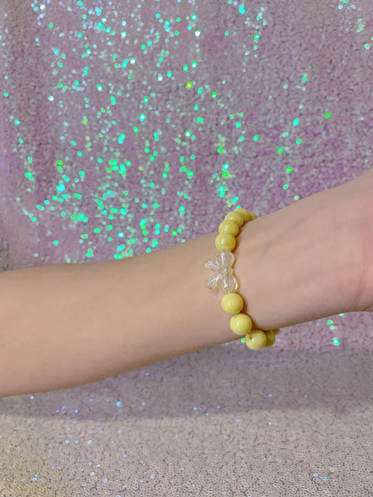 Pastel Yellow Bow Fairy Kei Kawaii Kandi Bracelet Single