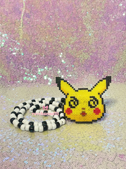 Rolling Pikachu LED Pacifier Kandi Perler Necklace